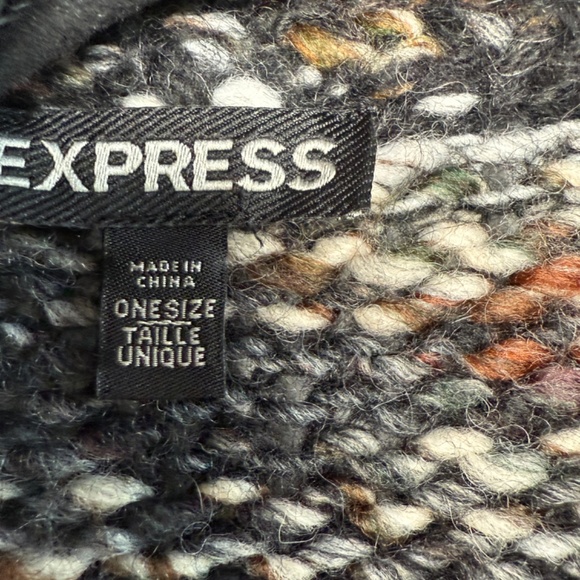 Express Open Front Wool Blend Cardigan Multi-Color Earth Tones on Black OS - Picture 2 of 8